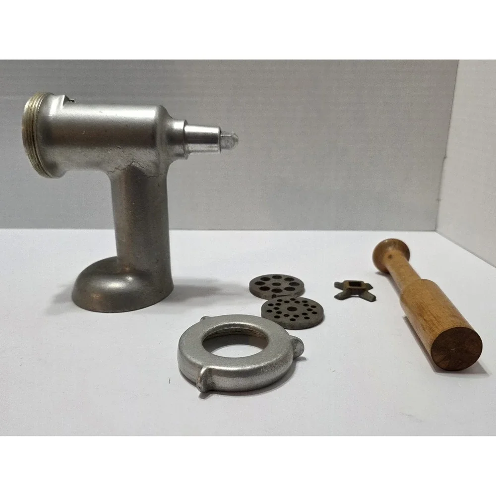 Vintage Metal KitchenAid Hobart Meat Grinder  With Attachments 1950s